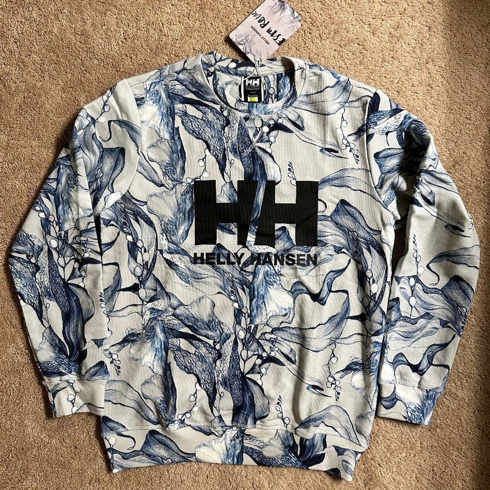 Helly Hansen Womens Crew Sweatshirt Sweater HH Logo Grey Fog Esra size Large NEW
